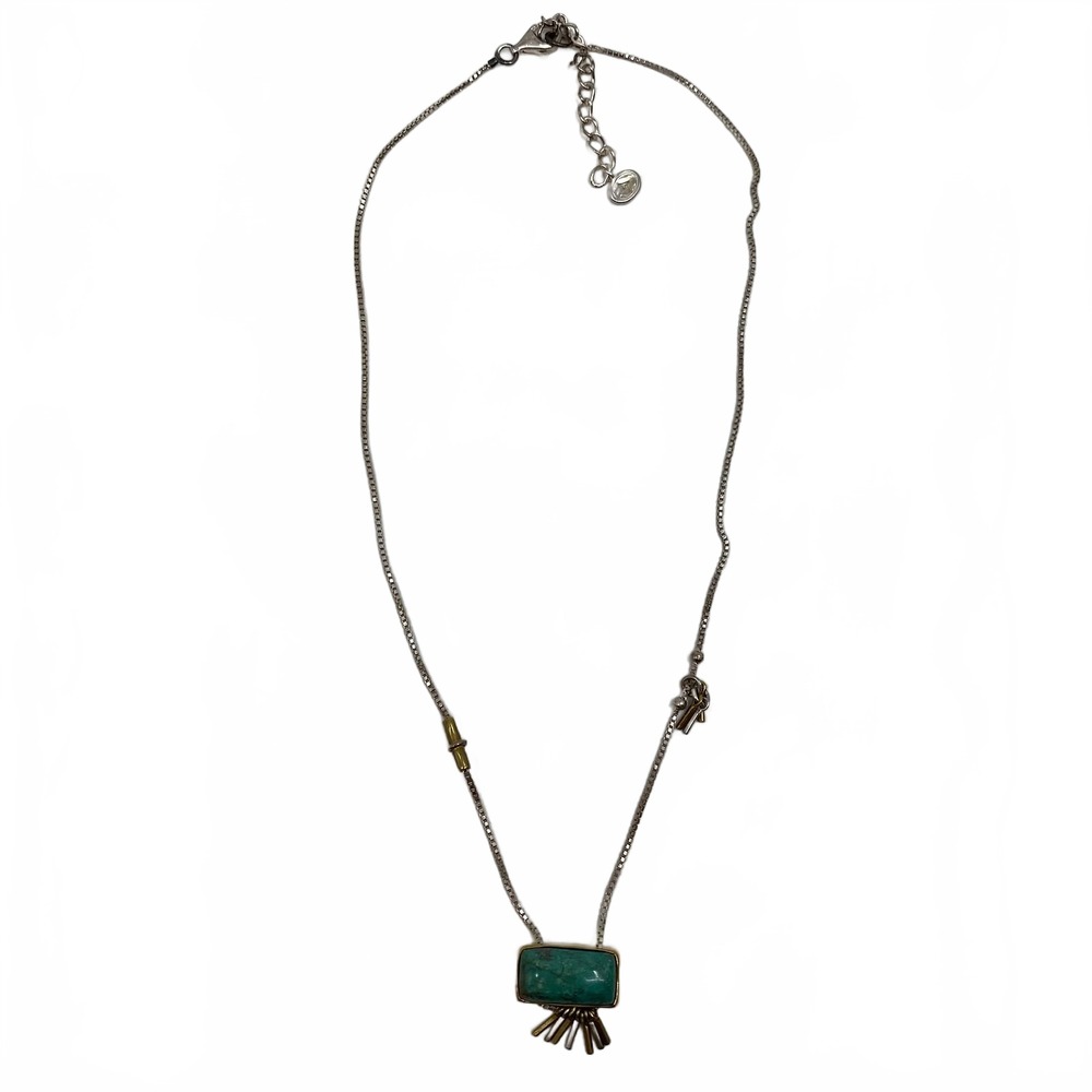 Silpada Silver Turquoise Rectangle Stone Pendant Necklace | OS
